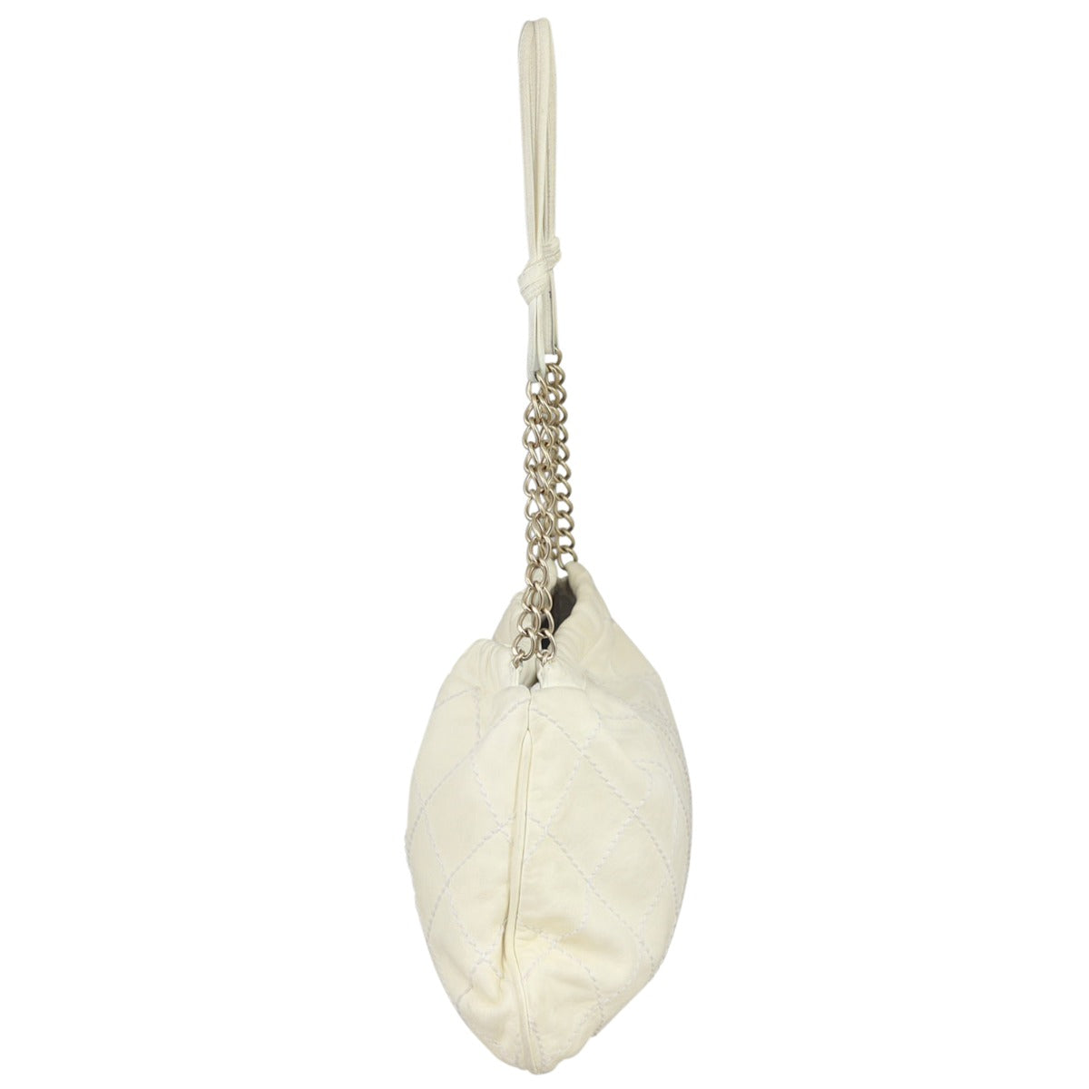 Chanel Rose Applique Hobo Lambskin Quilted White Hobo Bag