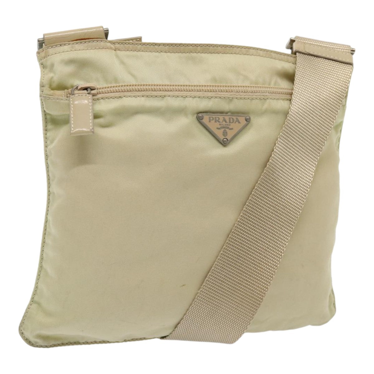 Prada Shoulder Bag Auth Nylon Silver Cream