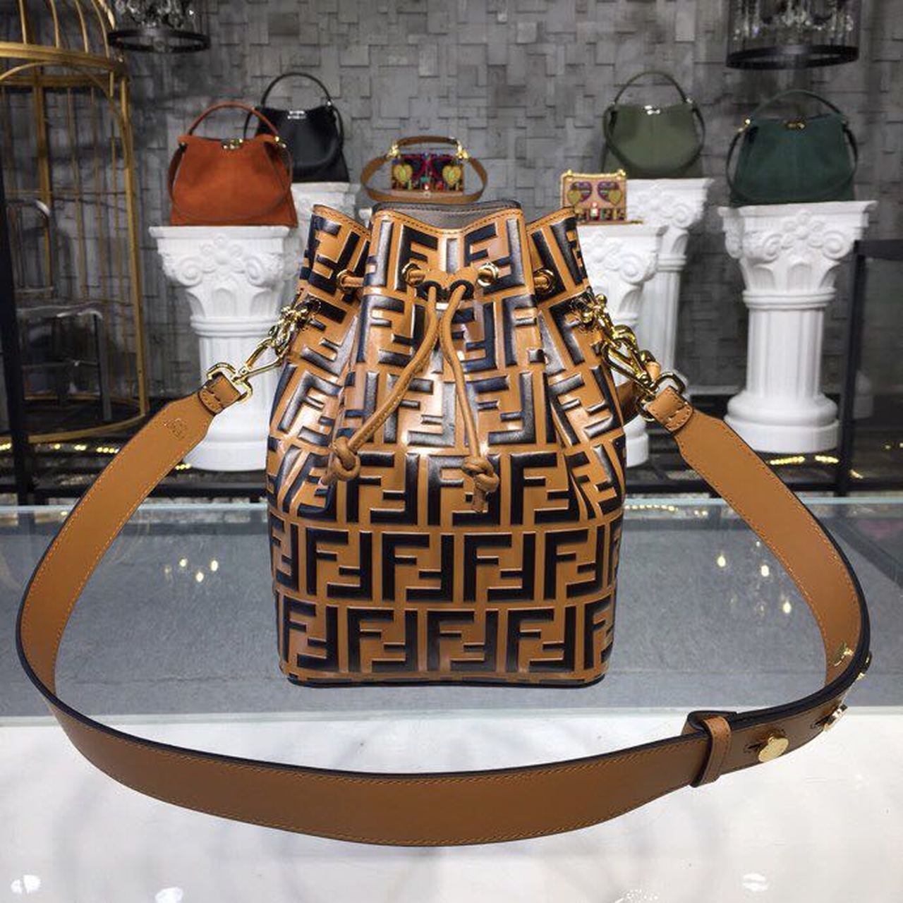 Fendi Top QualityTop Quality Mon Tresor Brown Bucket FF Crossbody Bag