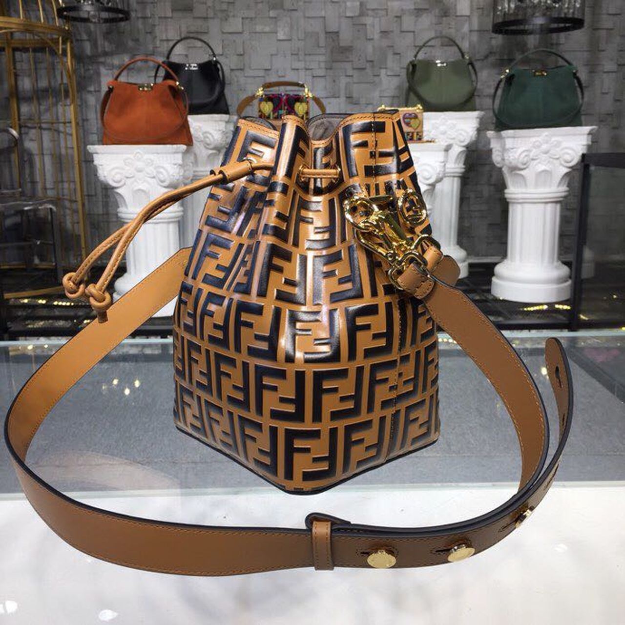 Fendi Top QualityTop Quality Mon Tresor Brown Bucket FF Crossbody Bag