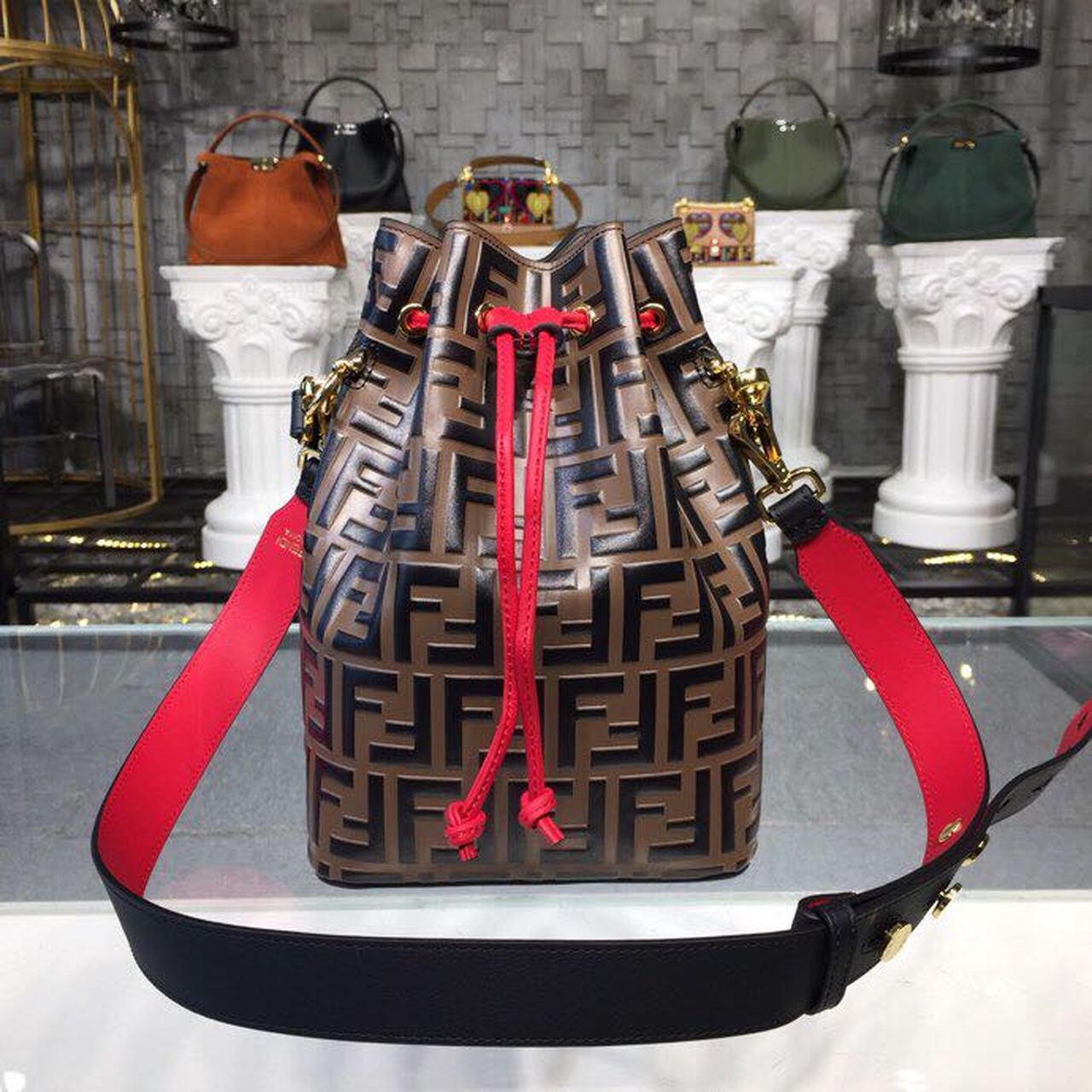 Fendi Mon Tresor Ff Brown Bucket Crossbody Bag
