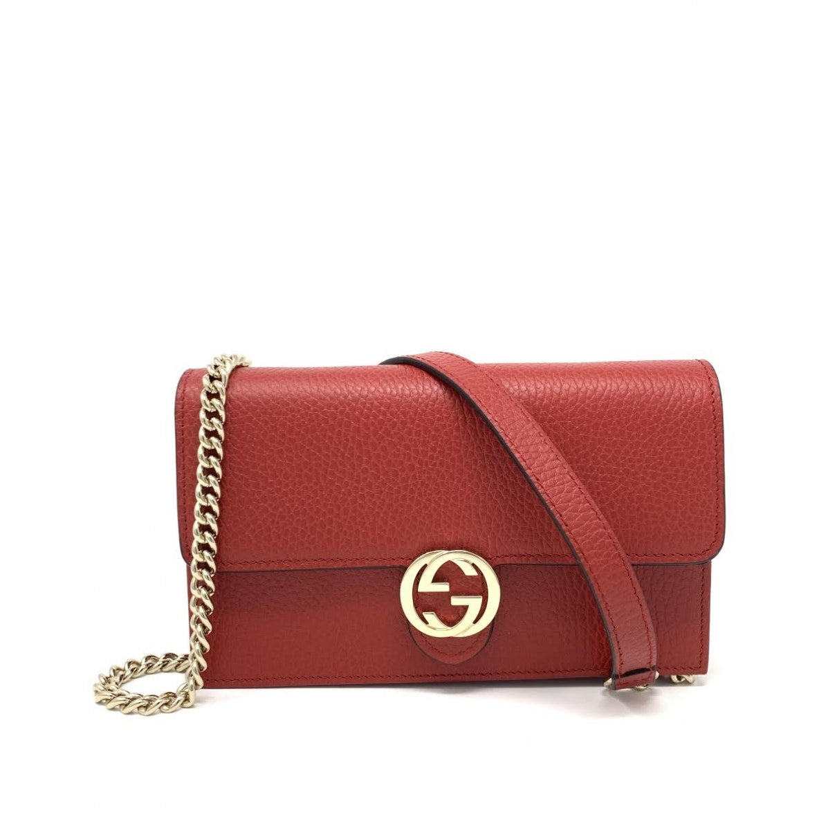 Gucci interlocking red leather handbag