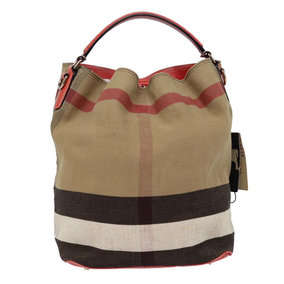 Burberry Luxury Nova Check Shoulder Bag Auth Canvas Beige Red