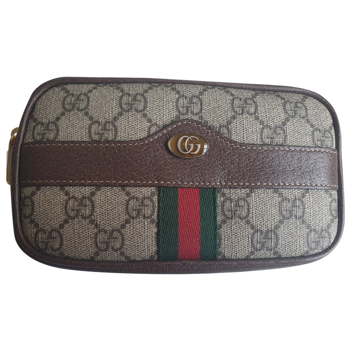 Gucci ophidia brown cloth clutch bag