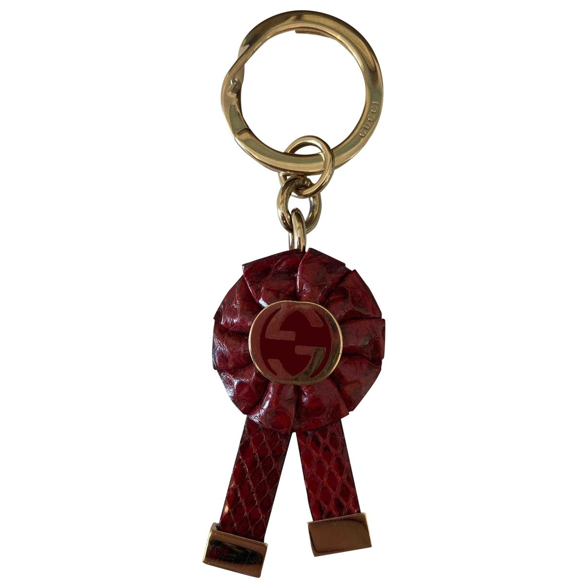 Gucci burgundy leather bag charms