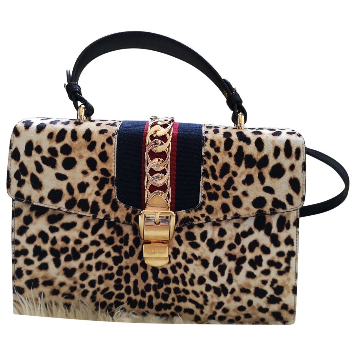 Gucci sylvie multicolour pony-style calfskin handbag