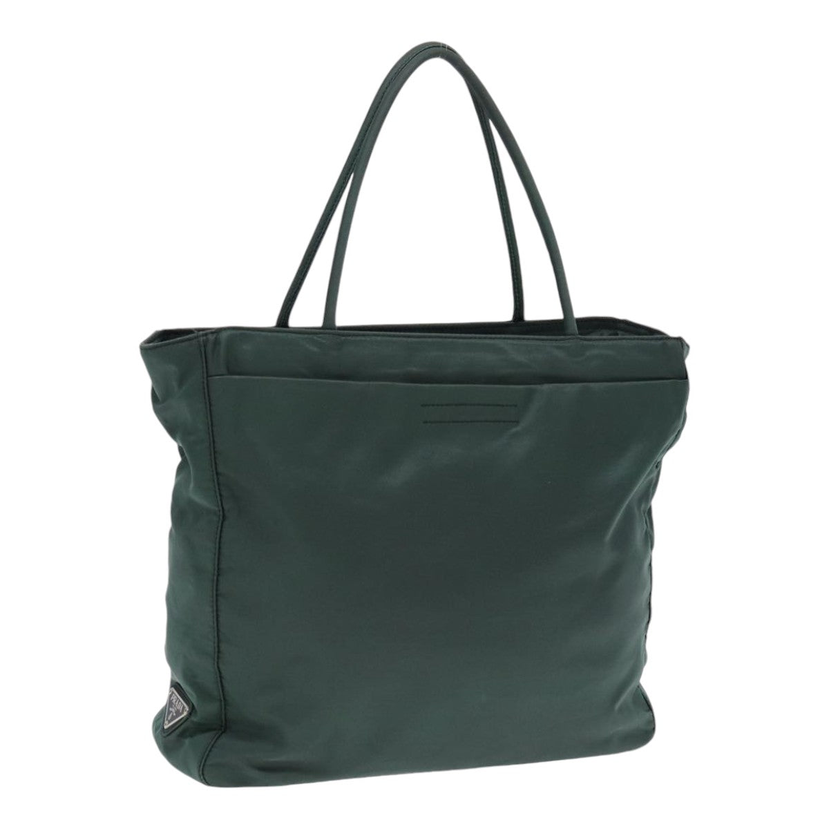 Prada Tote Bag Khaki Auth Nylon Silver Silver Auth 87760