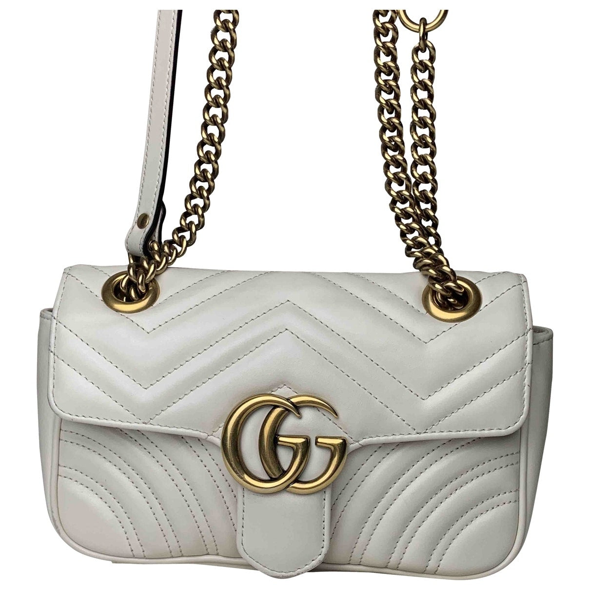 Gucci marmont white leather handbag