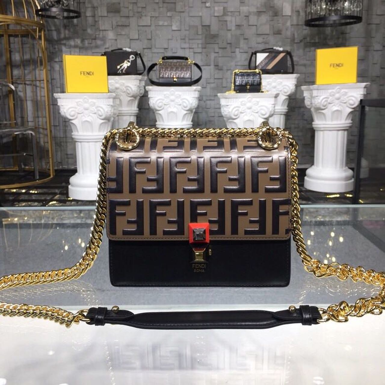 Fi Ff Logo Kan Bag With Toned Black Brown Travel Bag