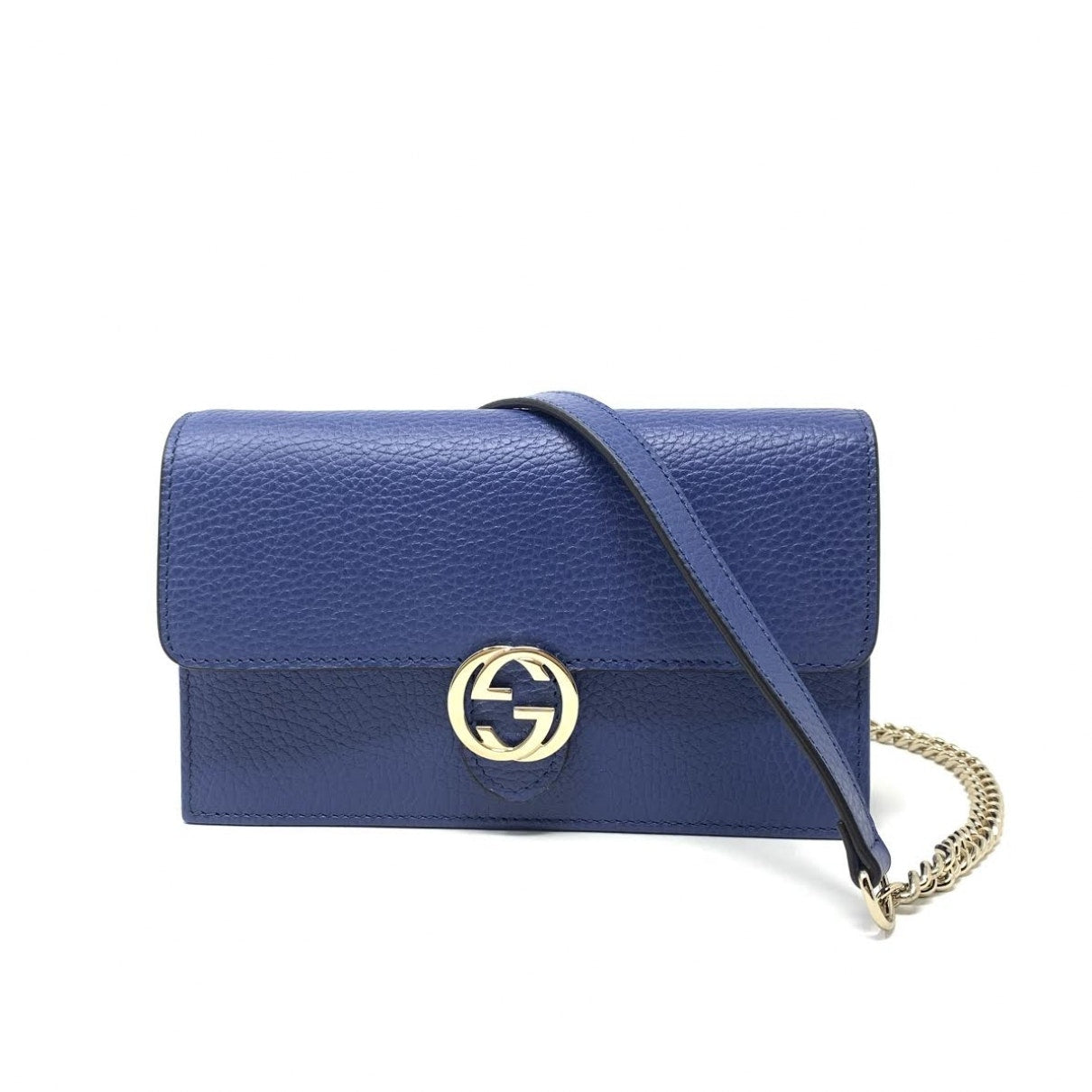 Gucci interlocking blue leather handbag