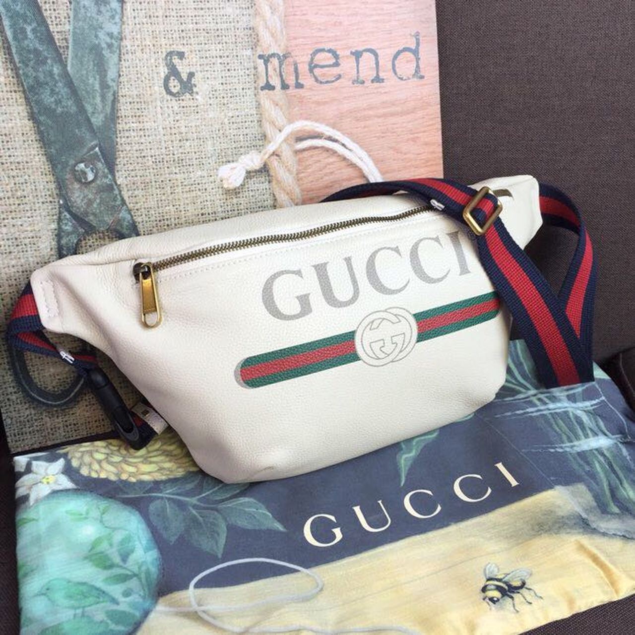 gg Print Waist Belt Men White Accessory 15In39Cm Beaunoirrbeaunoirr