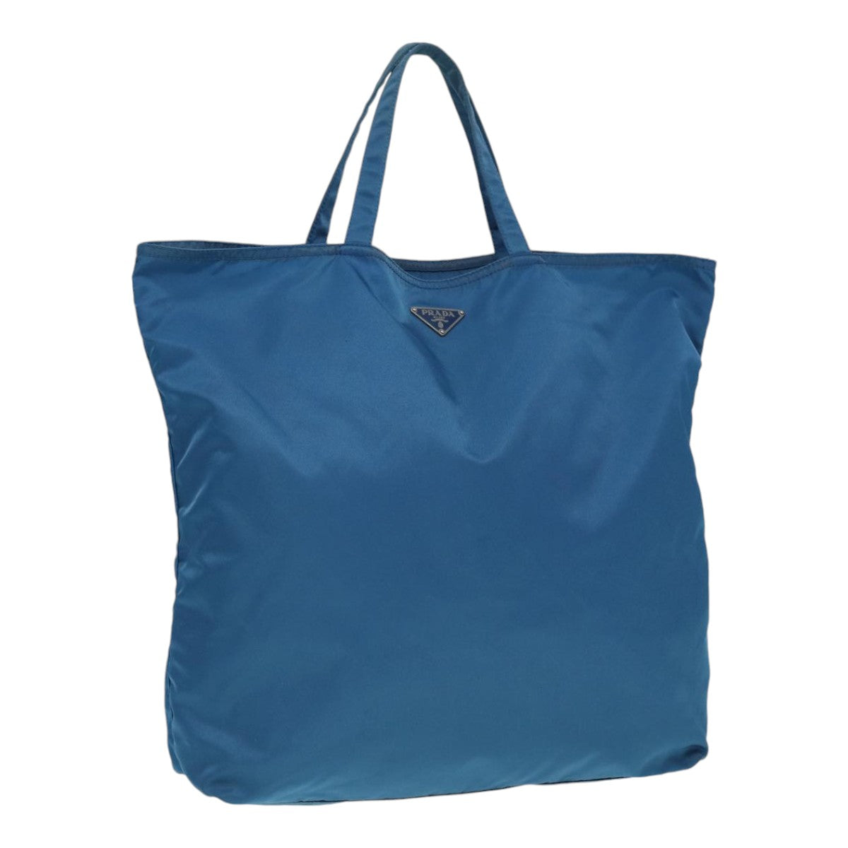 Prada Tote Bag Auth Nylon Blue Silver