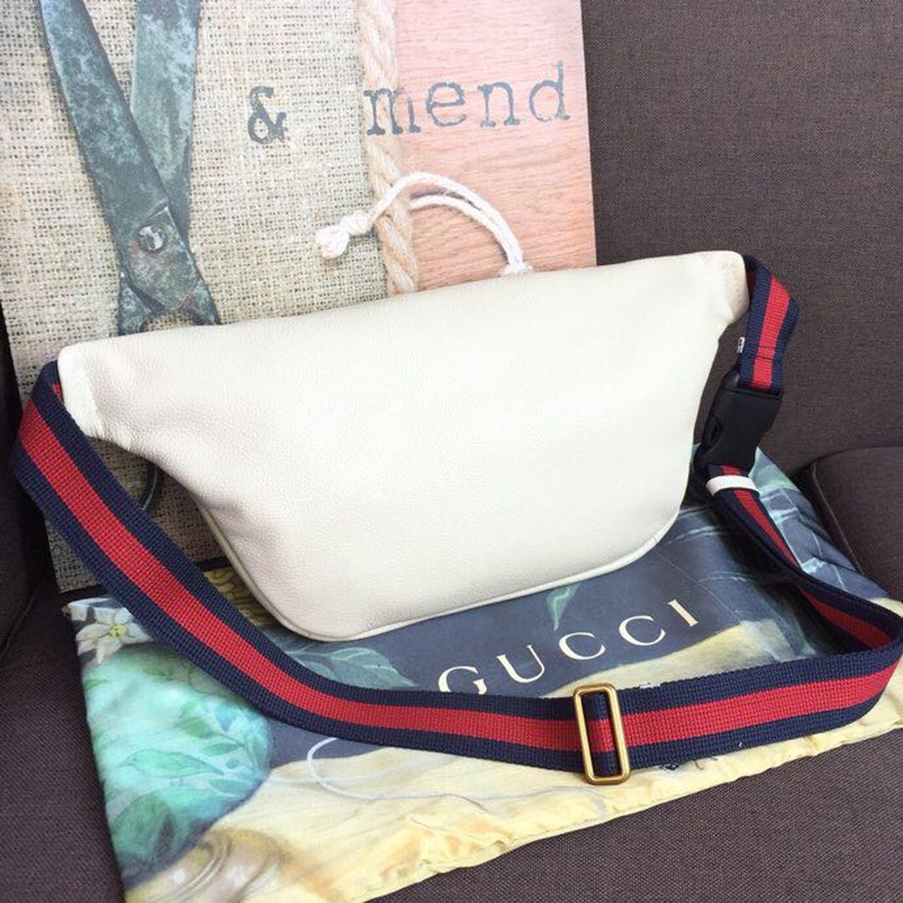 gg Print Waist Belt Men White Accessory 15In39Cm Beaunoirrbeaunoirr