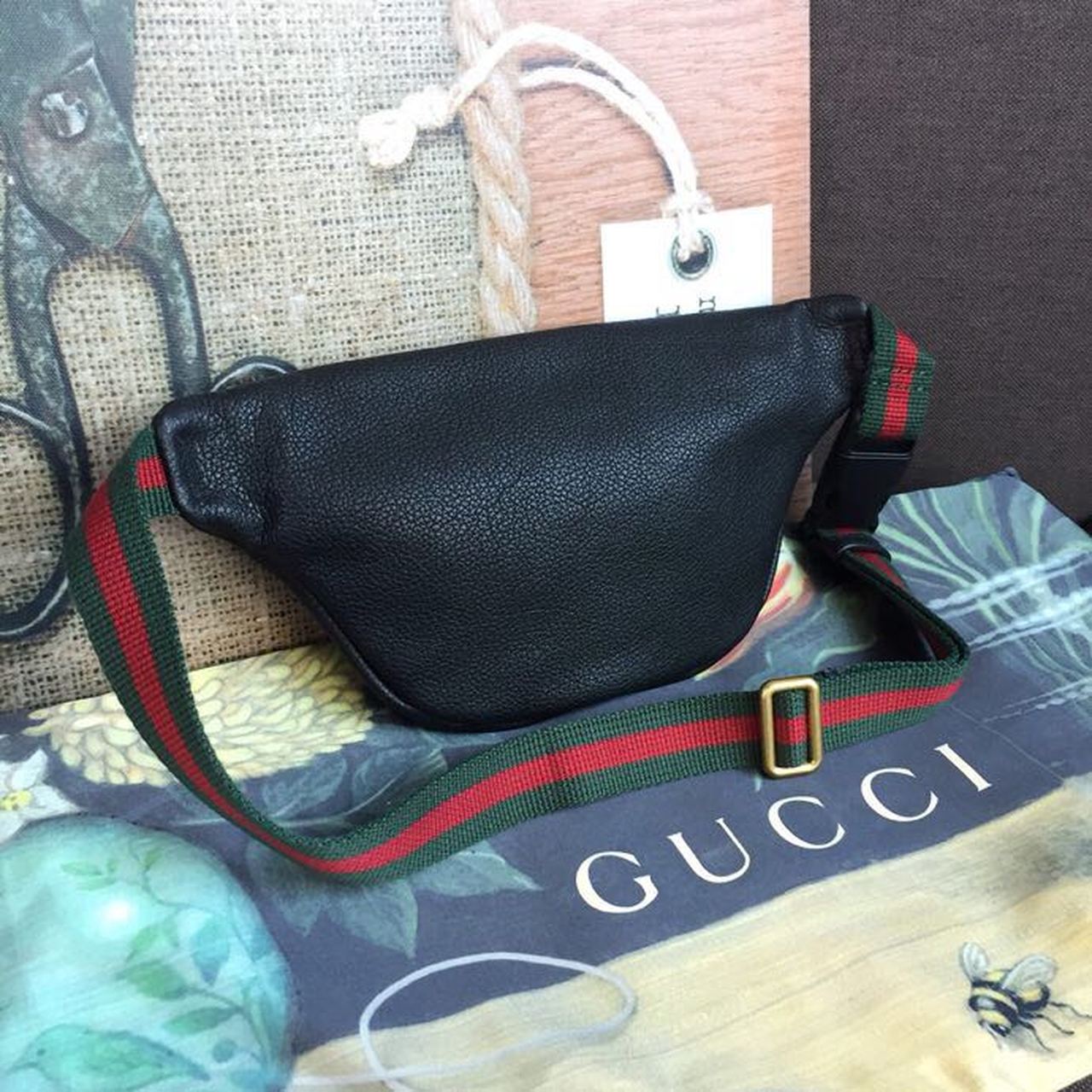 gg Print Waist Belt Men Black Accessory