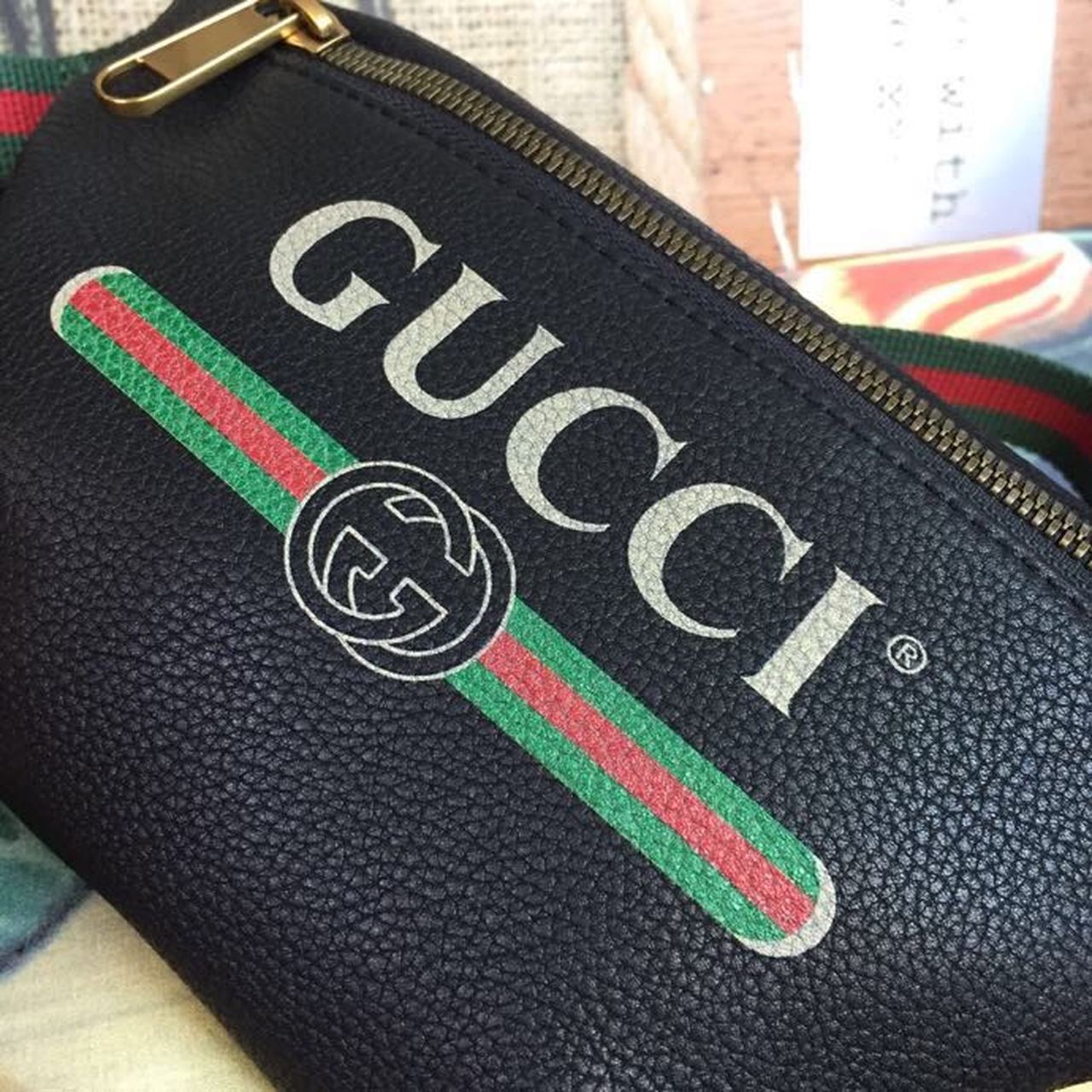 gg Print Waist Belt Men Black Accessory