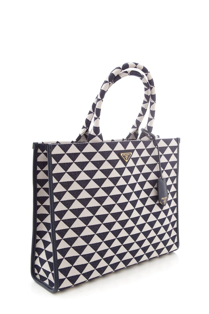 Prada Jacquard Symbole Tote Navy Large Tote Bag