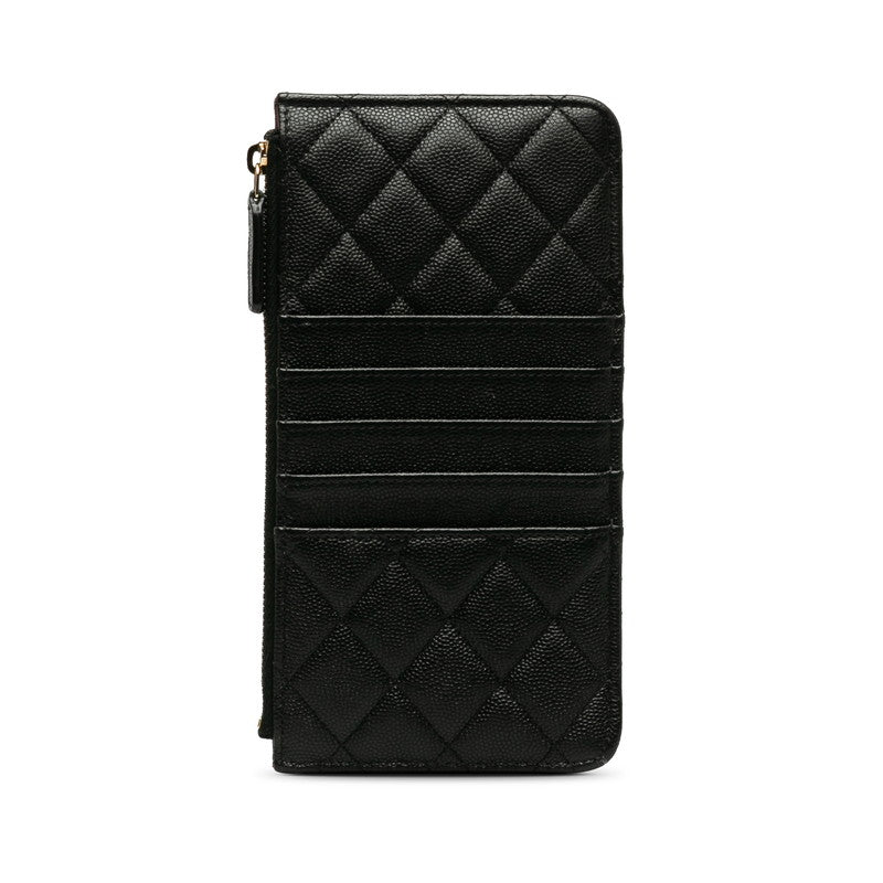 Chanel Matrases Cocomark Timeless Classic Card Box Long Wallet Black Caviar   CHANEL