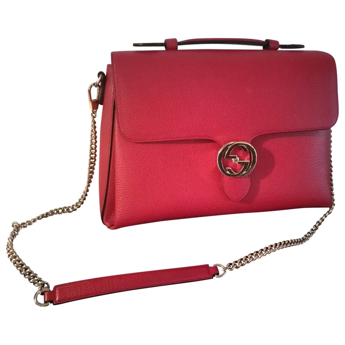 Gucci interlocking red leather handbag