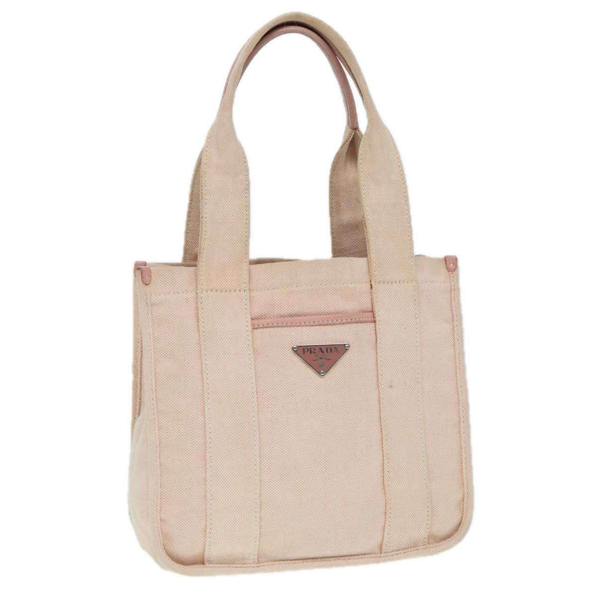 Prada Hand Bag Auth Canvas Pink Silver Travel Bag