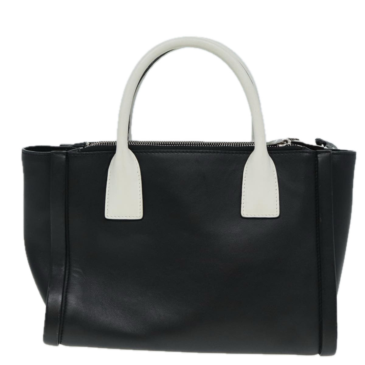 Prada Hand Bag 2Way Auth Leather Black White Travel Bag