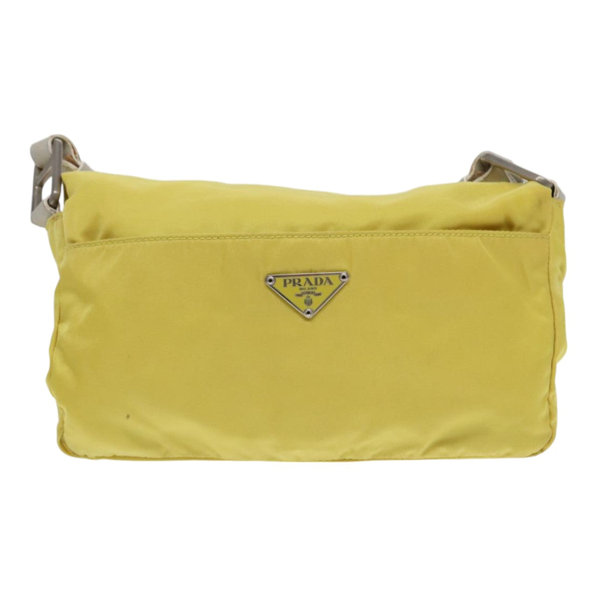 Prada Shoulder Bag Auth Nylon Silver Yellow