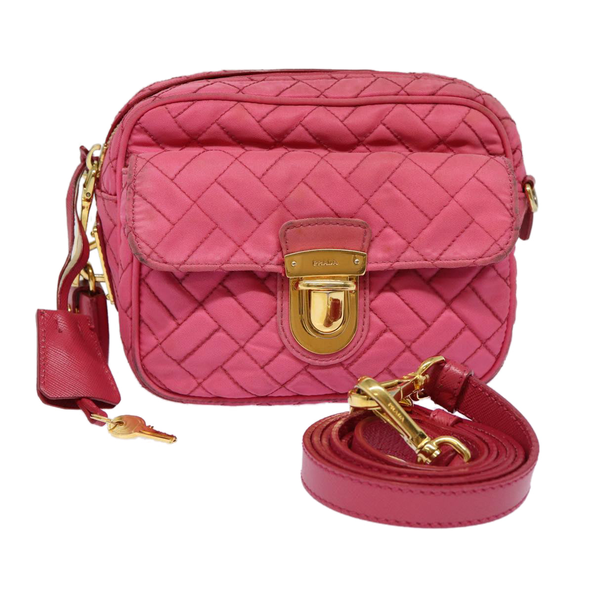 Prada Shoulder Bag Auth Nylon Quilted Pink