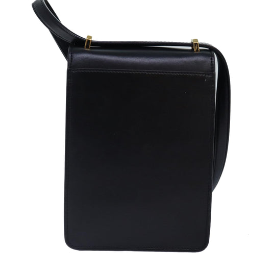 Burberry Luxury Shoulder Bag Auth Leather Black Gold