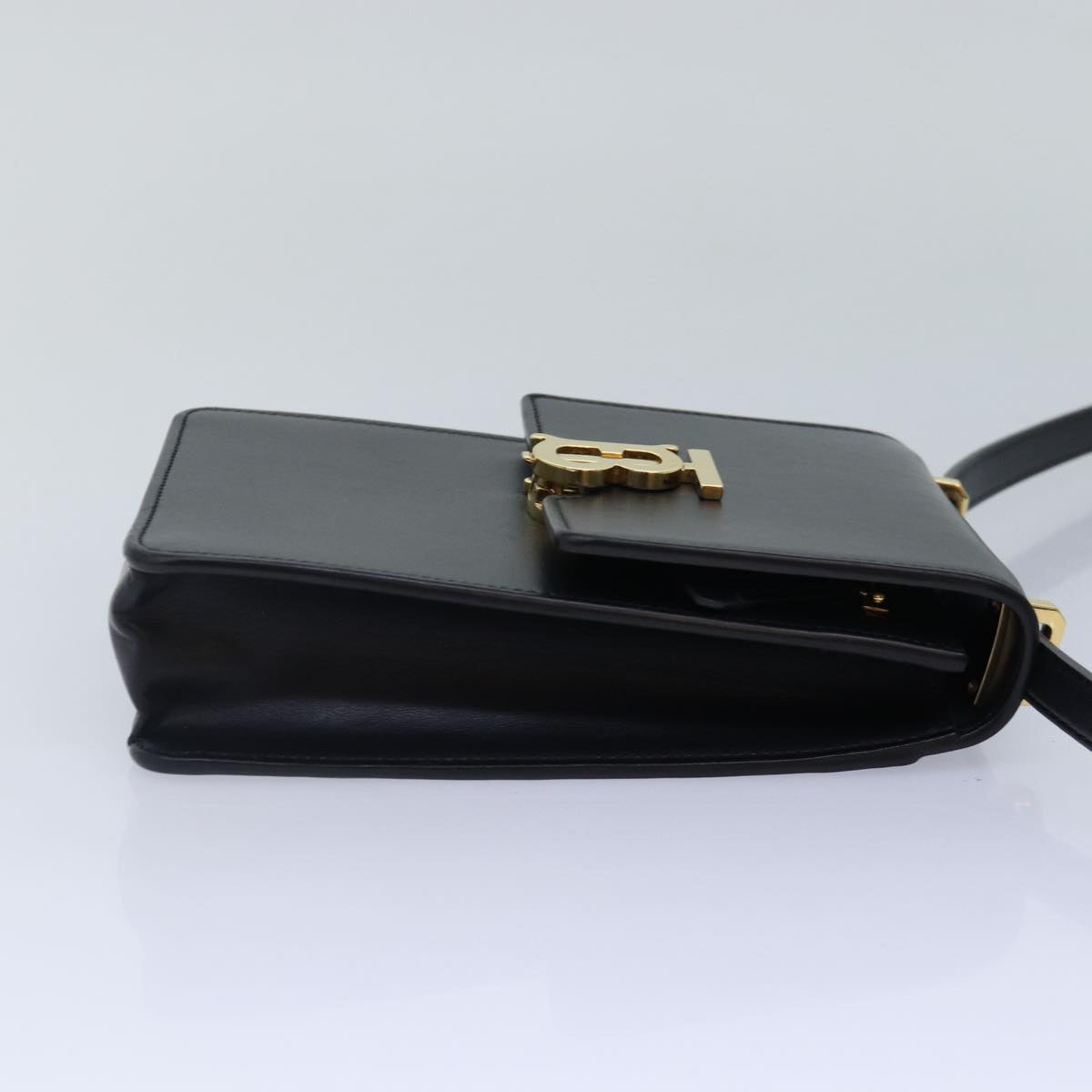 Burberry Luxury Shoulder Bag Auth Leather Black Gold