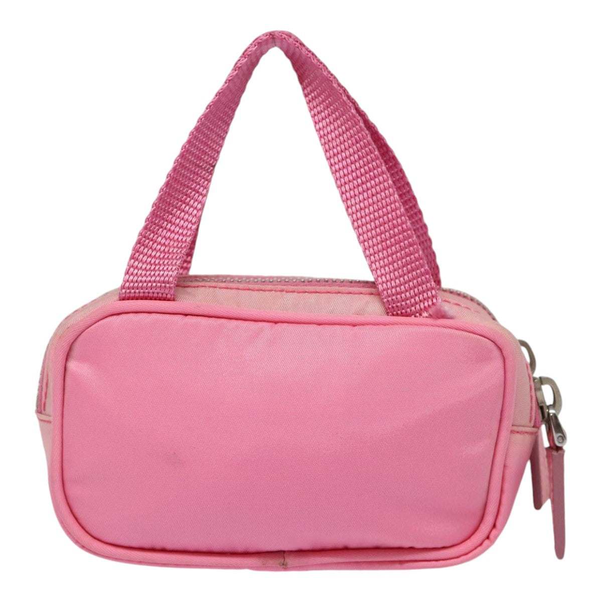Prada Hand Bag Auth Nylon Pink Silver Travel Bag Silver Auth 88185