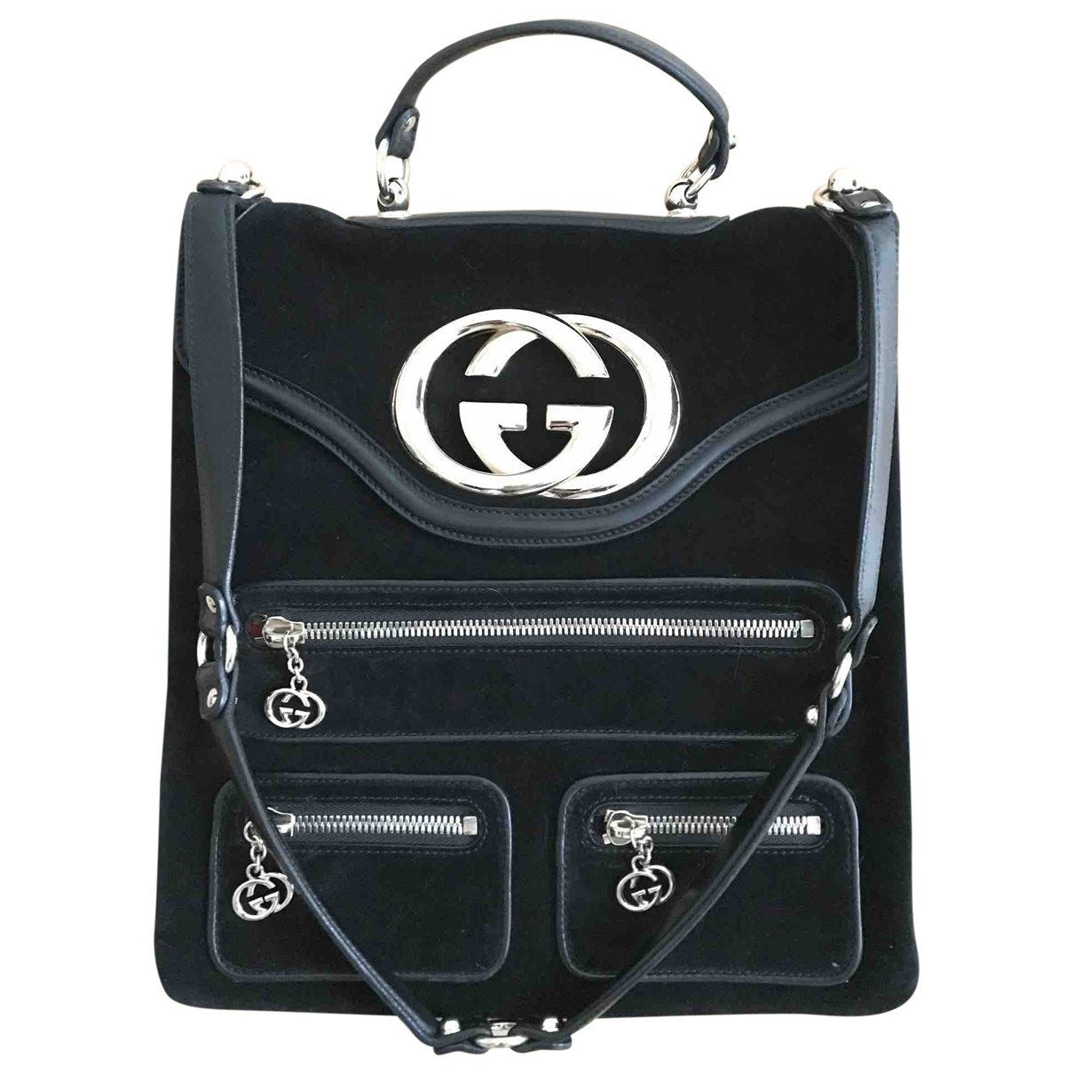 Gucci gg ring black leather handbag