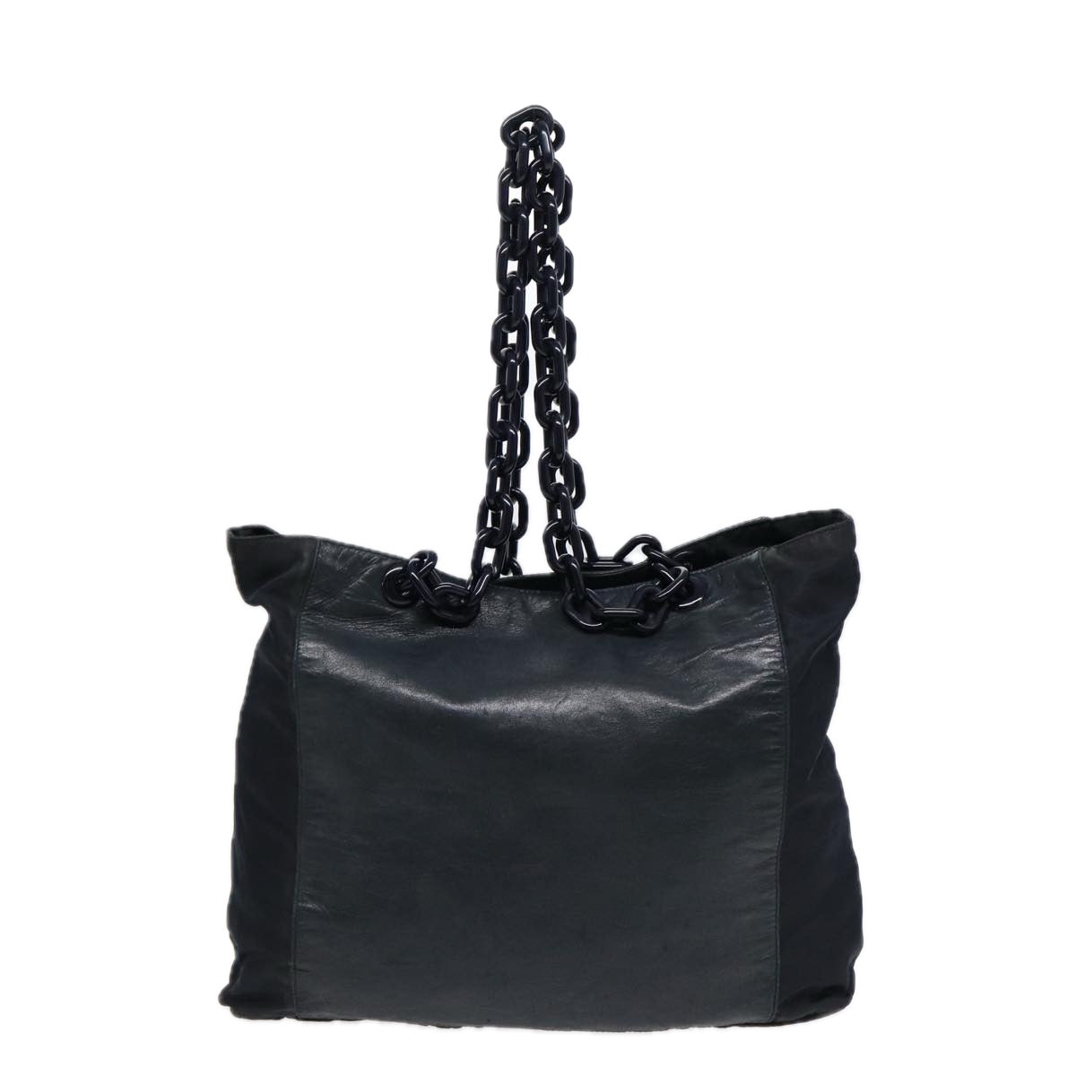 Prada Shoulder Bag Auth Leather Nylon Black Black Auth 88345