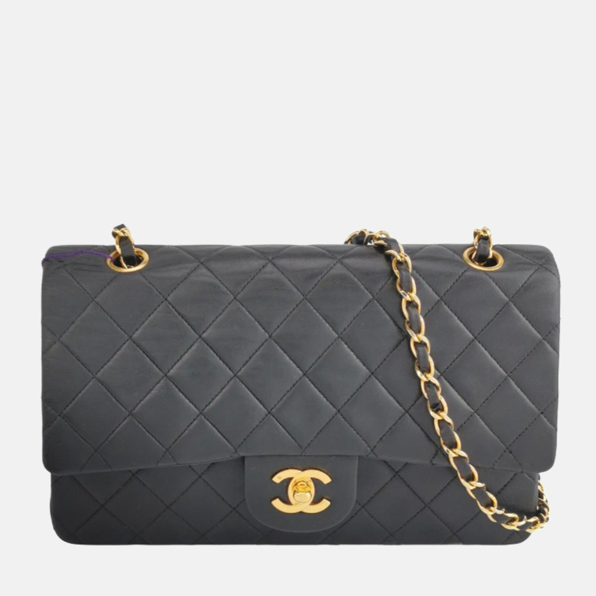 Chanel Classic Flap Lambskin 24k Hardware Black Gold Leather Handbag Hardware 2