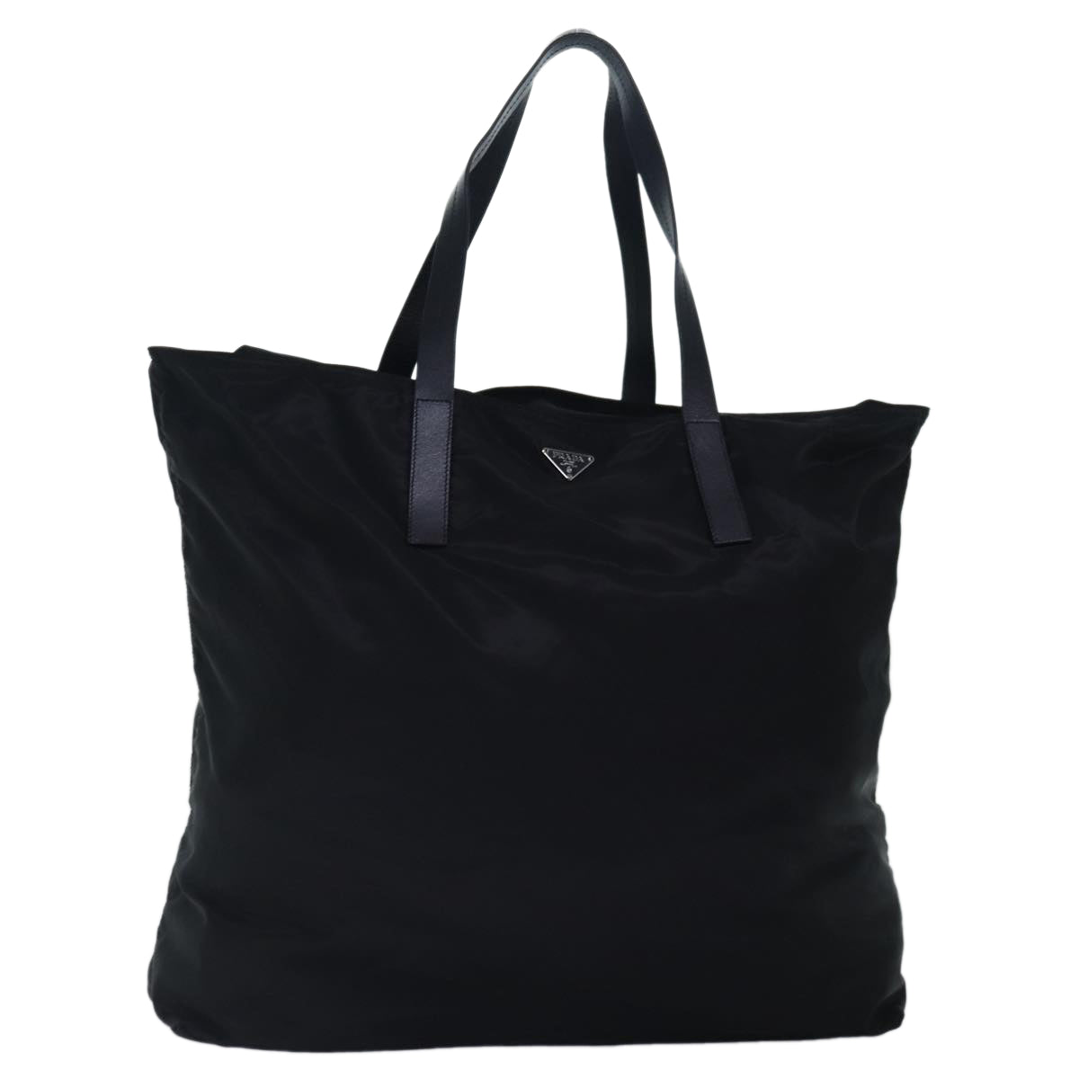 Prada Boston Bag Auth Nylon Black Silver Travel Bag