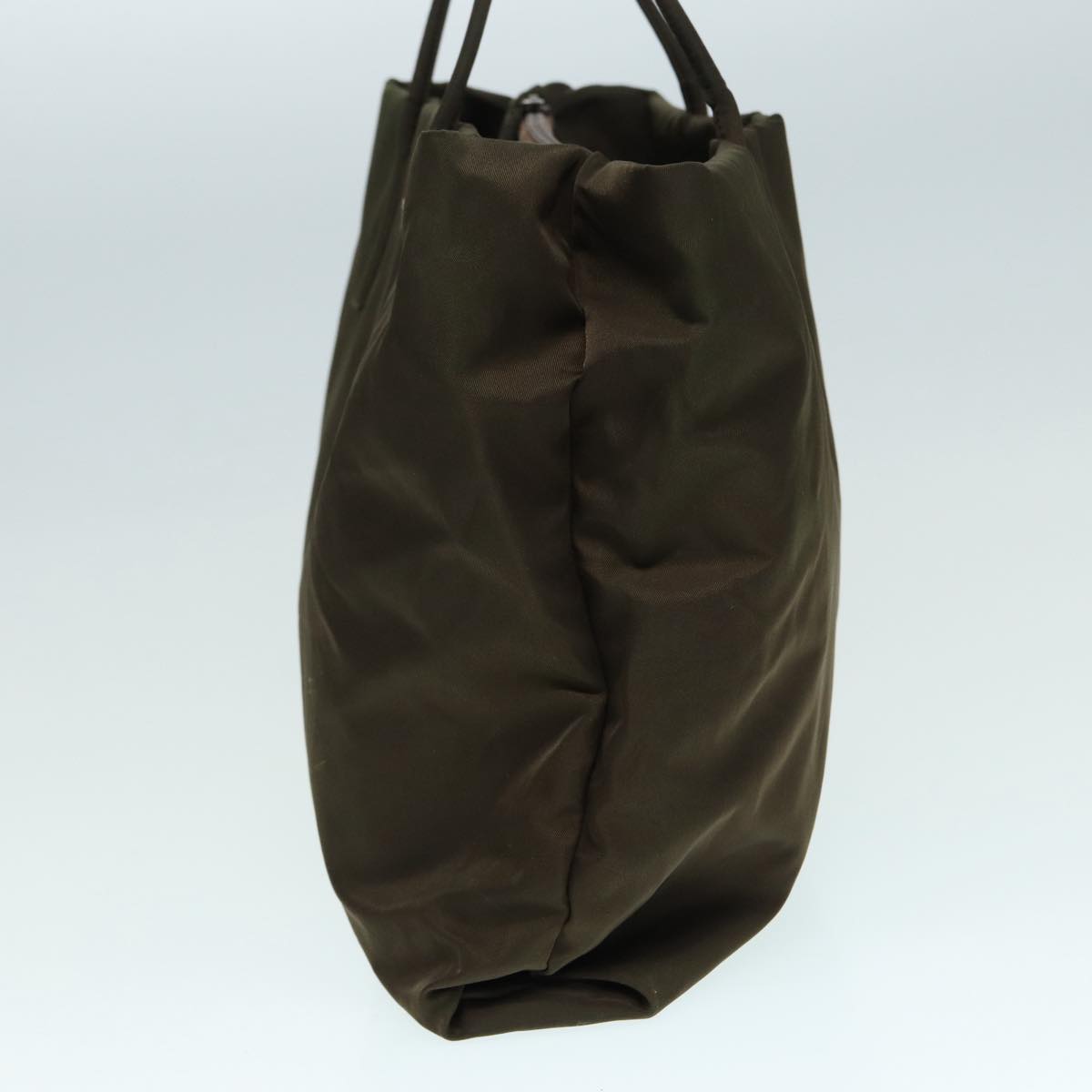 Prada Hand Bag Khaki Auth Nylon Silver Travel Bag Silver Auth 88468