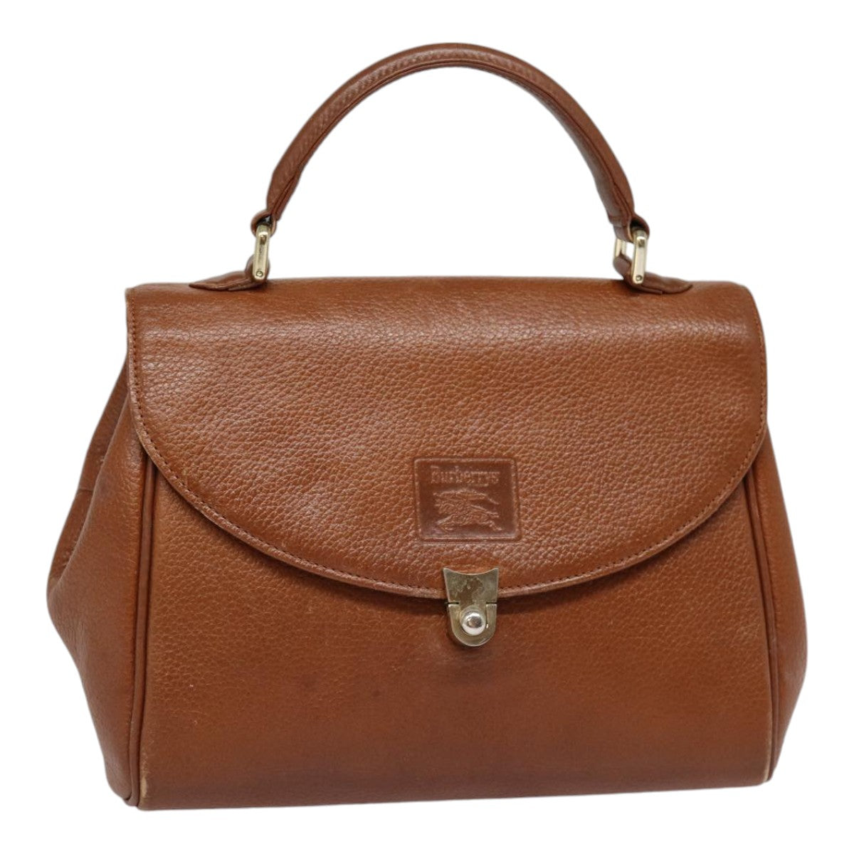 Burberry Luxury ss Hand Bag Auth Leather Brown Silver Travel Bag
