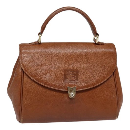 Burberry Luxury ss Hand Bag Auth Leather Brown Silver Travel Bag