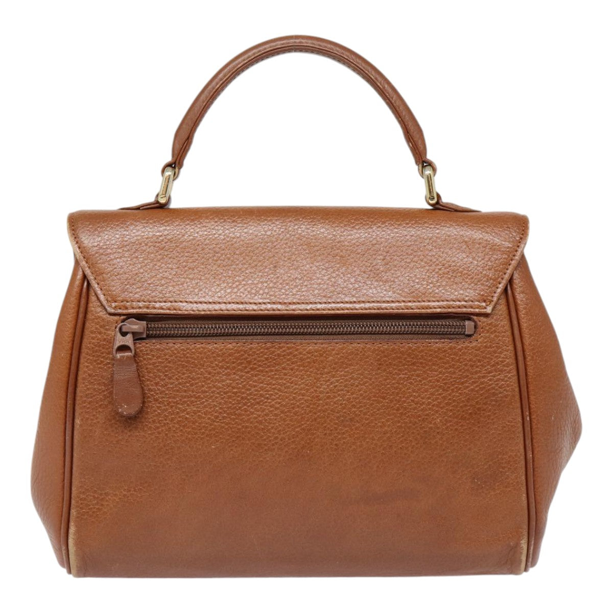 Burberry Luxury ss Hand Bag Auth Leather Brown Silver Travel Bag