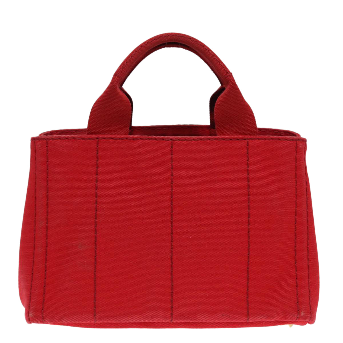 Prada Canapa Pm Hand Bag Auth Canvas Red Gold Travel Bag