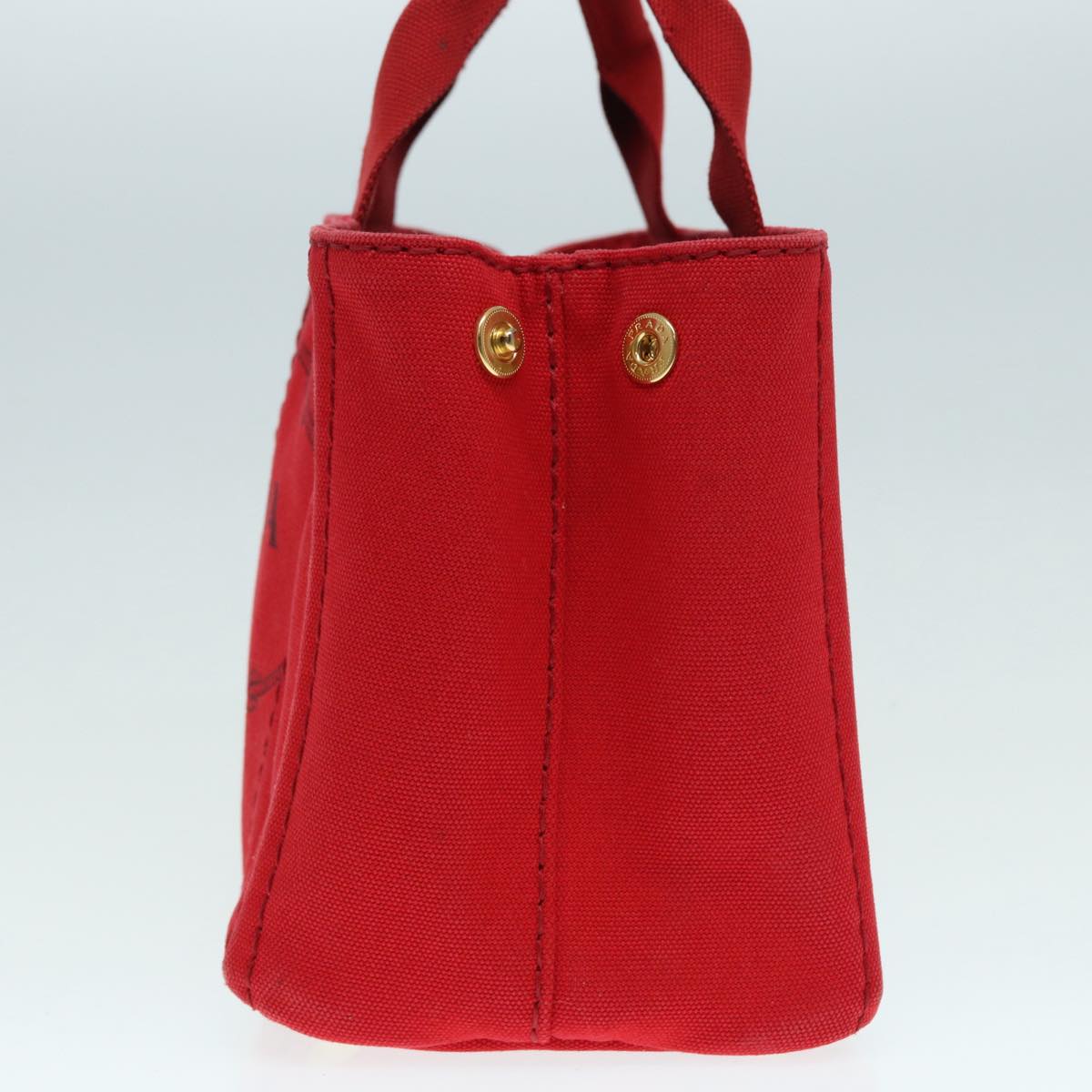 Prada Canapa Pm Hand Bag Auth Canvas Red Gold Travel Bag