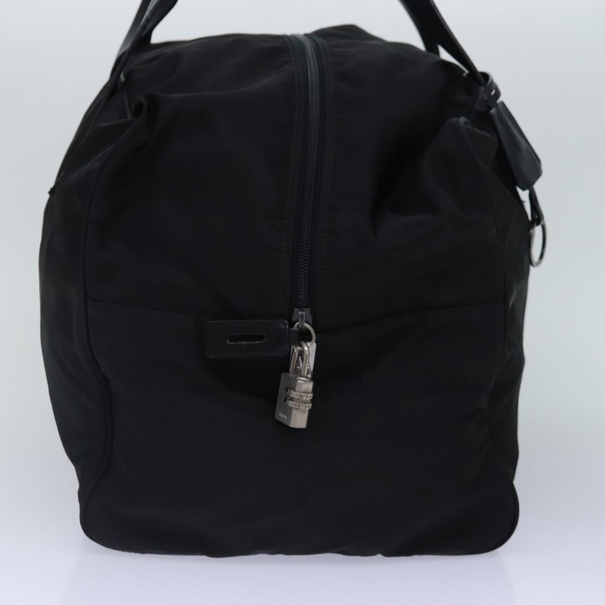 Prada Boston Bag Auth Nylon Black Silver Travel Bag Silver Auth 88528