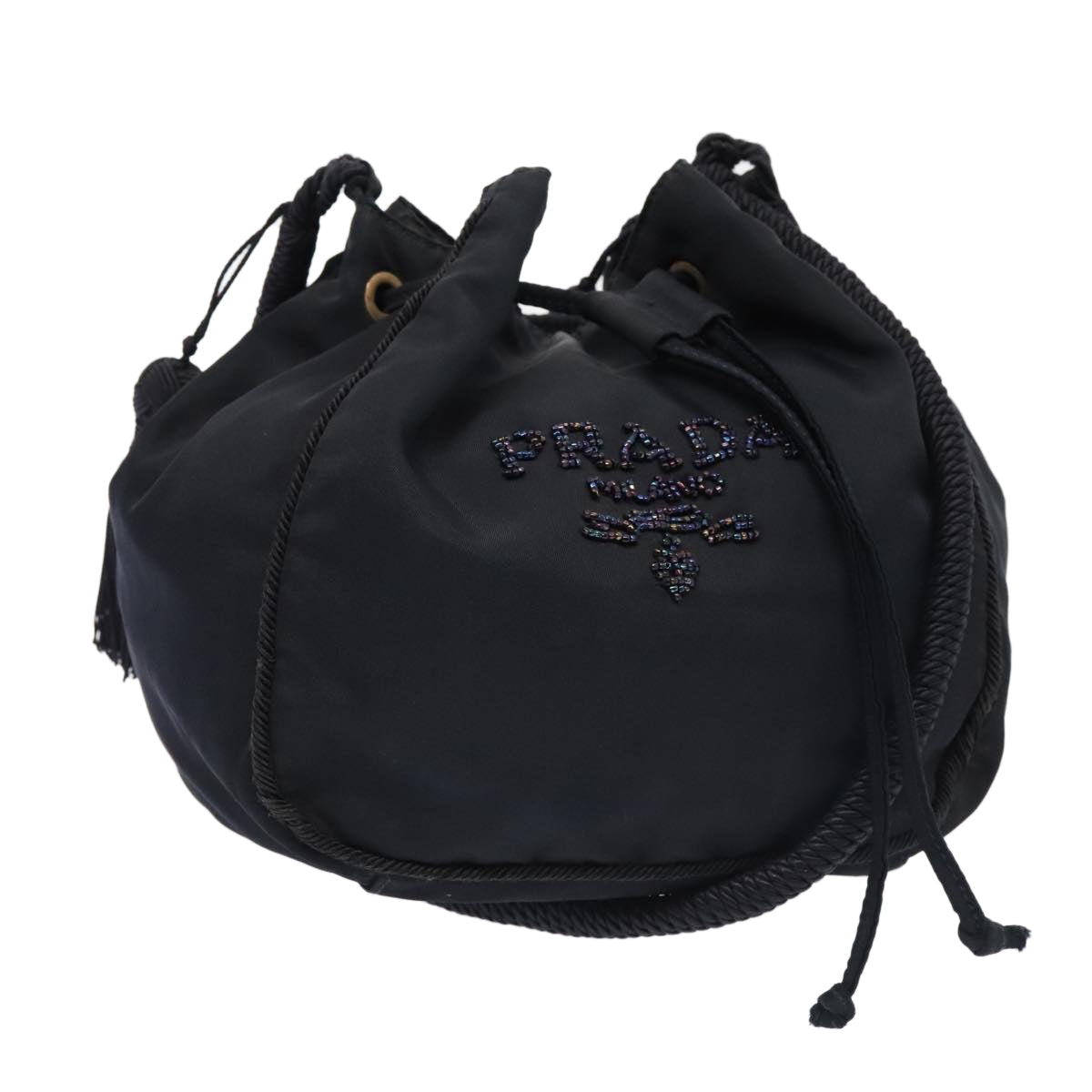Prada Shoulder Bag Auth Nylon Gold Navy