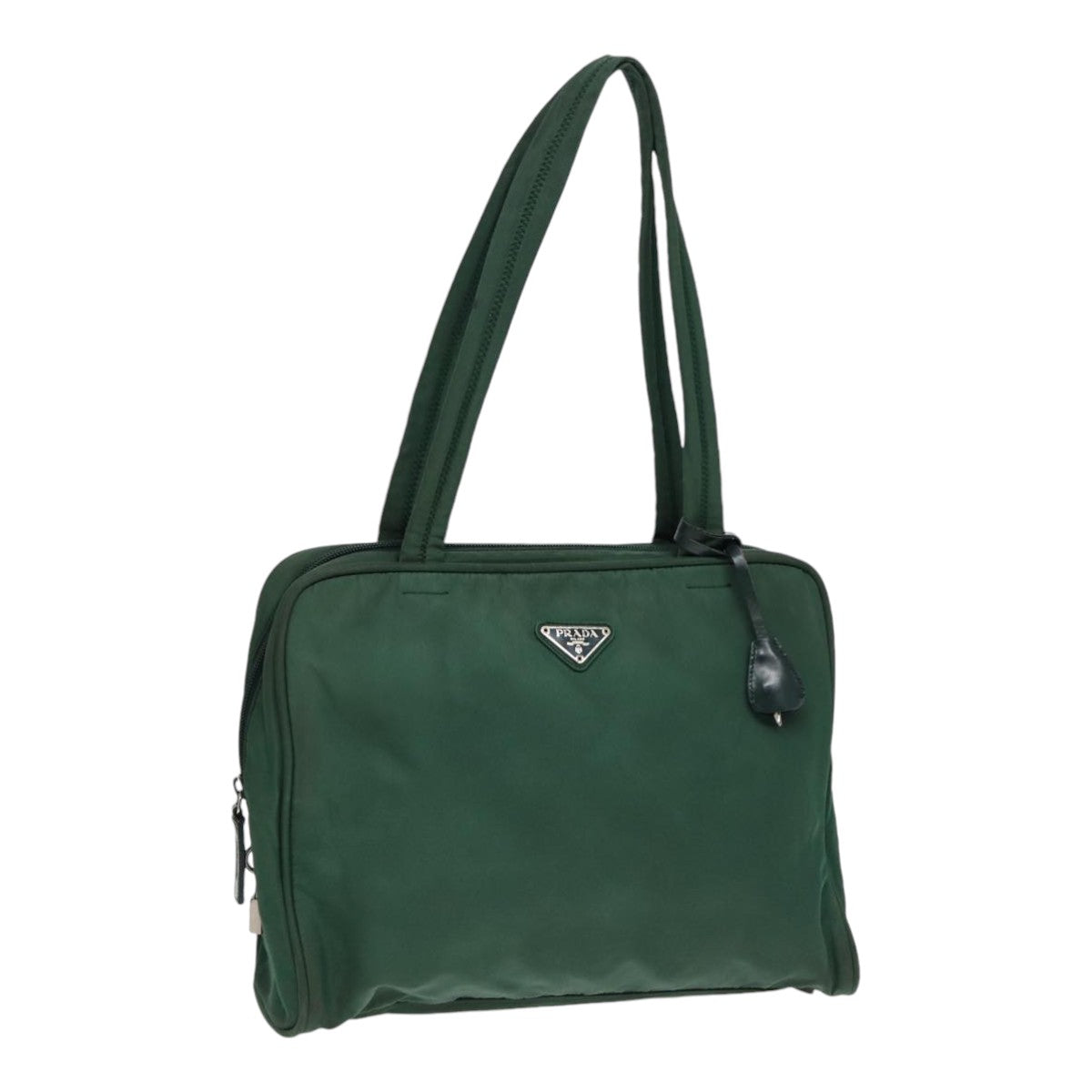 Prada Tote Bag Khaki Auth Nylon Silver Silver Auth 88613