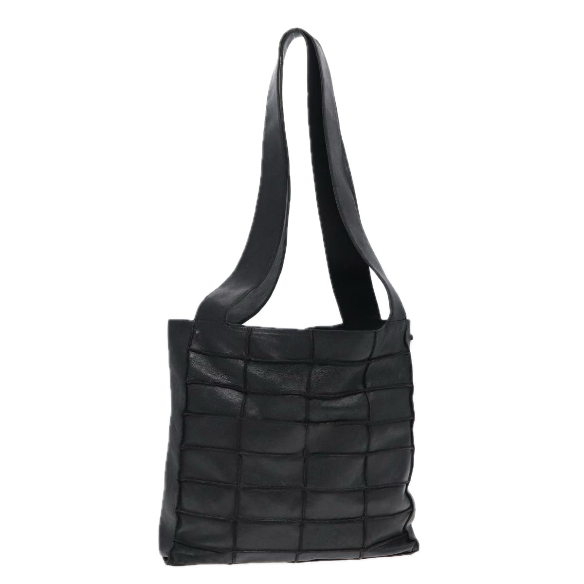 Chanel Choco Bar Shoulder Bag Lamb Skin Black CC Auth
