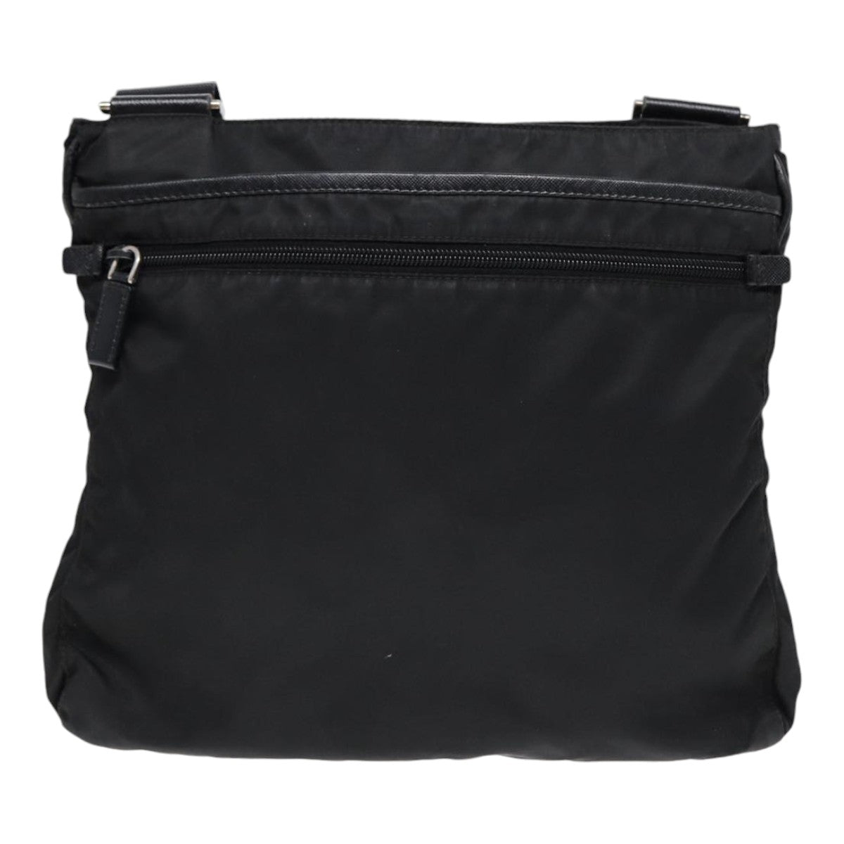 Prada Shoulder Bag Auth Nylon Black Silver Silver Auth 88653