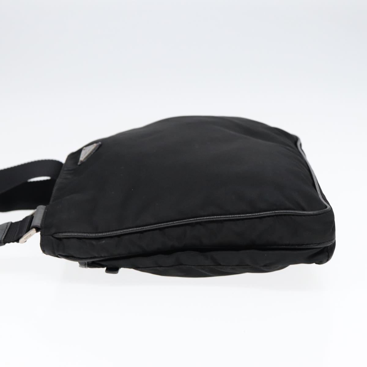 Prada Shoulder Bag Auth Nylon Black Silver Silver Auth 88653