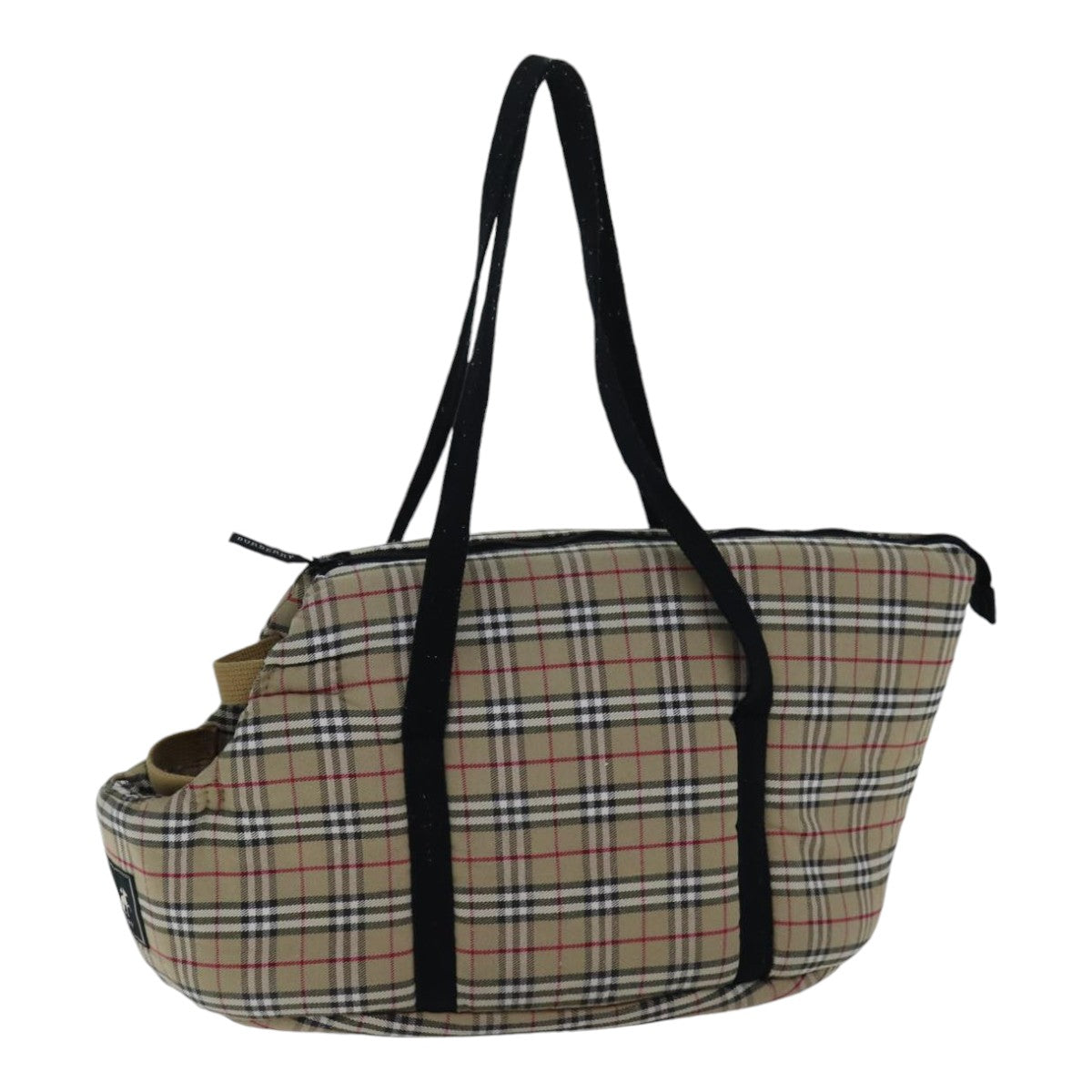 Burberry Luxury Nova Check Pet Case Auth Handbag Canvas Beige Travel Bag