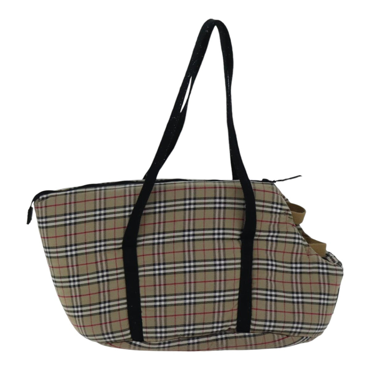 Burberry Luxury Nova Check Pet Case Auth Handbag Canvas Beige Travel Bag