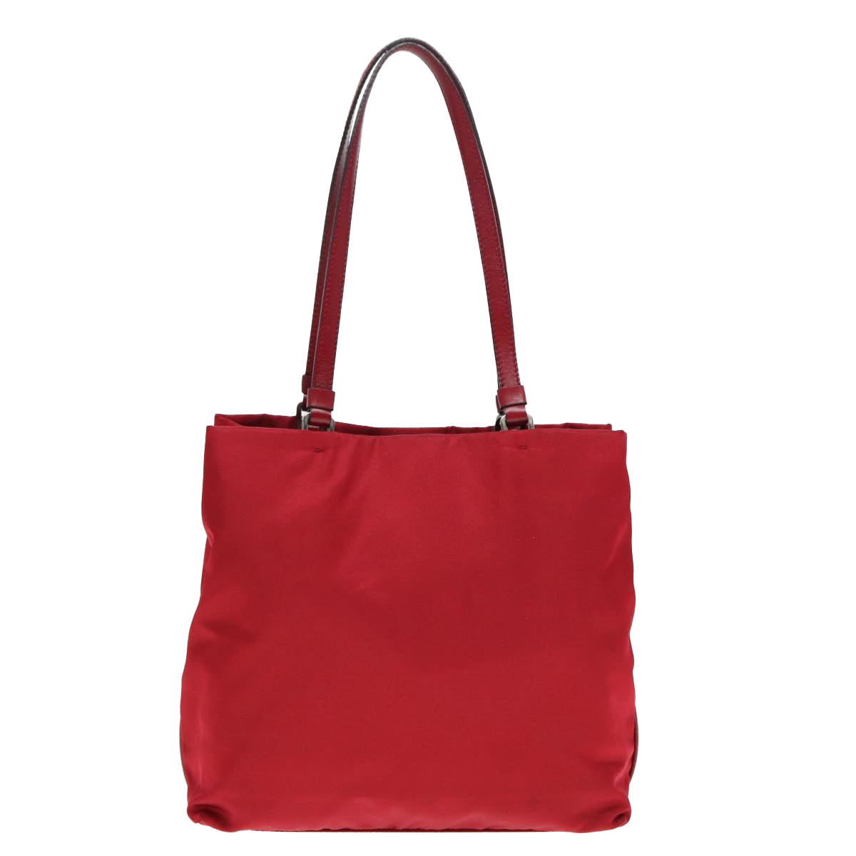 Prada Hand Bag Auth Nylon Red Silver Travel Bag