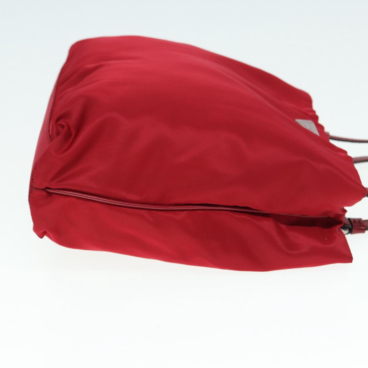 Prada Hand Bag Auth Nylon Red Silver Travel Bag