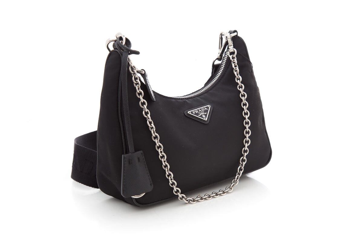 Prada Re Edition Tessuto Hobo Handbag Black Shoulder Bag